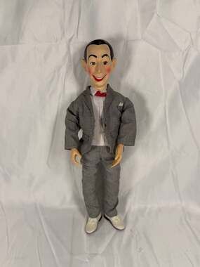 Vintage 1980s Pee-Wee Herman Pull String Talking Doll with Grey Suit